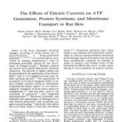 Image for The Effects of Electric Currents on ATP Generation, Protein Synthesis, and Membrane Transport in Rat Skin