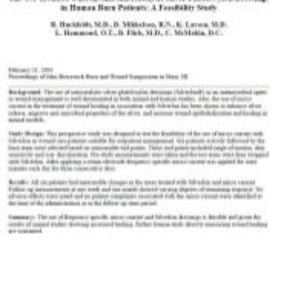 Image for The Use of Micro Current and Autocatalytic Silver Plated Nylon Dressings in Human Burn Patients