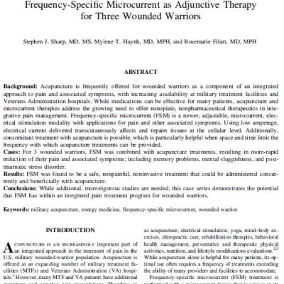Image for Frequency-Specific Microcurrent as Adjunctive Therapy for Three Wounded Warriors