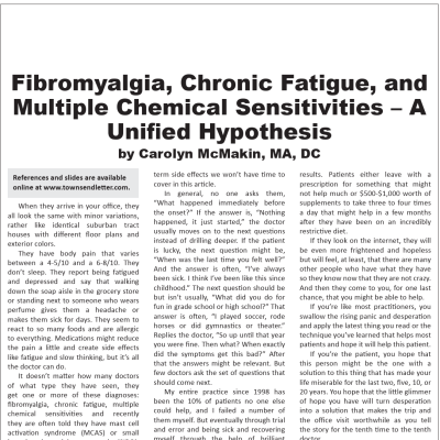 Image for Fibromyalgia, Chronic Fatigue, and Multiple Chemical Sensitivities – A Unified Hypothesis