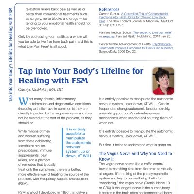 Image for Live Pain Free – Tap into Your Body’s Lifeline for Healing with FSM – Carolyn McMakin, MA, DC